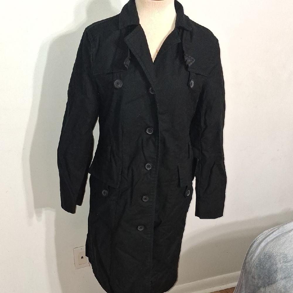 Women's Black Double-Breasted Coat- W Sz Small